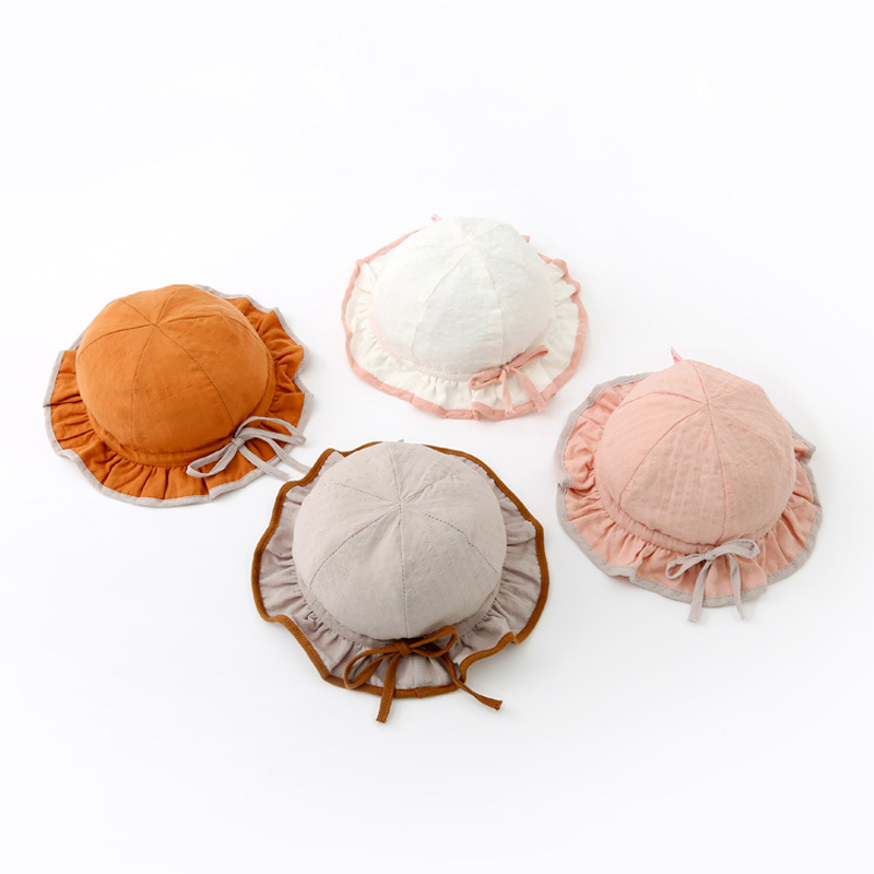 

Spring Summer 6-20 Month Baby Hats Solid Color Cotton Outdoor Sun Hats Kids Boys Girls Beach Caps, White