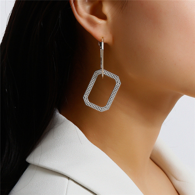 

European and American Fashion Geometric Stainless Steel Pendant Hoop Earring for Women Girl Party New Jewelry Gifts for Women