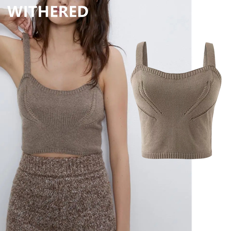 

Withered ins fashion blogger vintage knitted sexy summer t shirt women harajuku tshirt camisetas verano mujer 2020 Camisole tops, Khaki