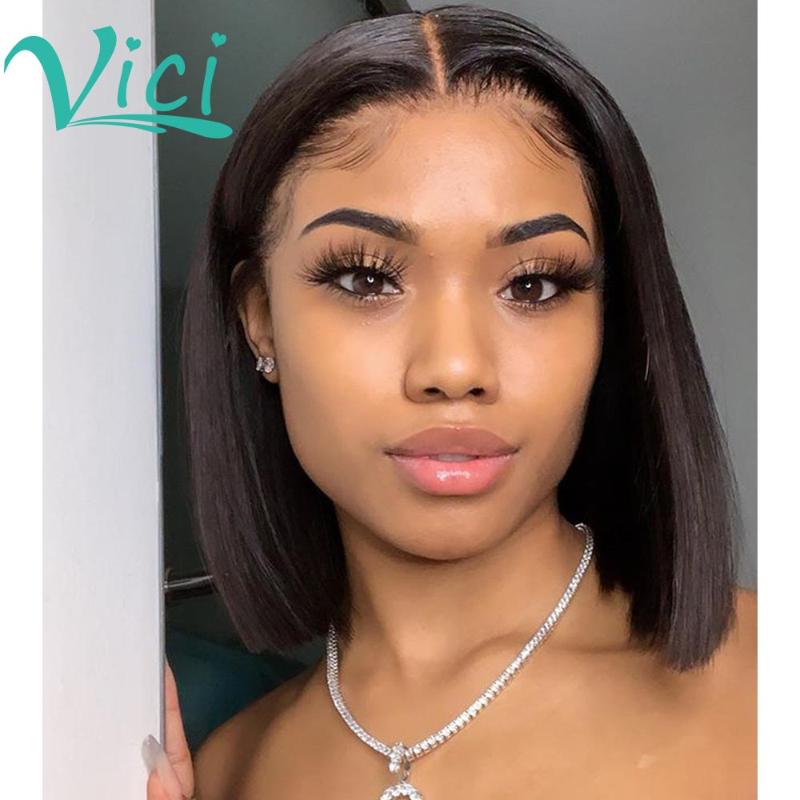 

HD Transparent Lace Wig Bob Lace Front Wigs Pixie Cut Wig Glueless Front Human Hair Preplucked With Baby Hair Brazilian, As pic