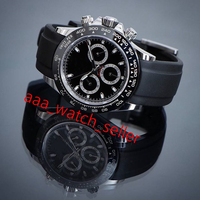 

3 Styles High quality Mens fashion watches 116500 116519 Black Ceramic bezel Rubber strap Sapphire glass No chronograph luxury mens watches, Slivery;brown