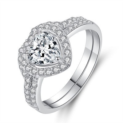 Bague de mariage de la mode pour femmes 925 Sterling argent clair zircone cubique zirconia coeur bague montage pour bâton bijoux de perles Y18102