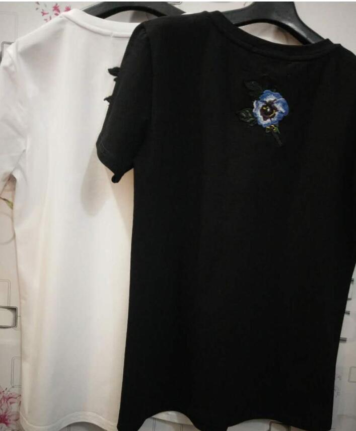 

2020 New summer letters printed cotton loose G T-shirt round neck short-sleeved embroidery short sleeve tee shirt size S, White