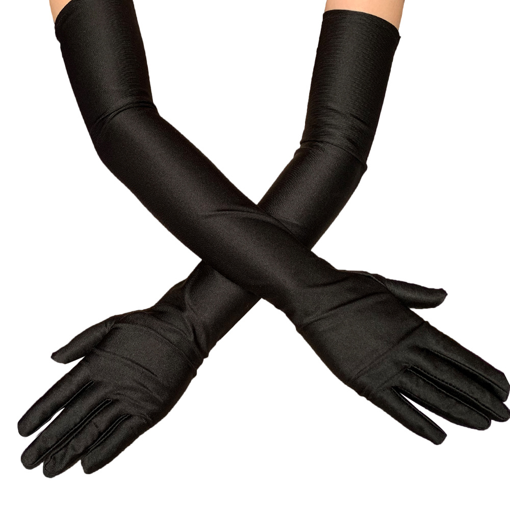 

Clearance Sale! Long Black Elbow Satin Gloves 21inch Stretchy 1920s Opera Gloves Evening Party Dance Gloves for Women