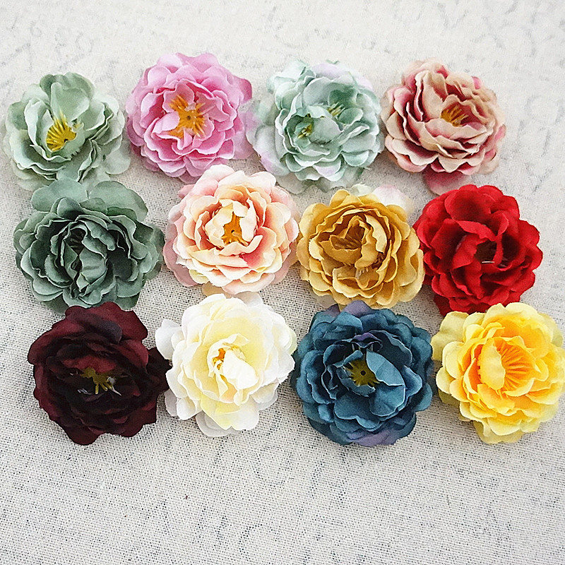 

10Pcs Artificial Rose Bud European fall flower head for autumn wedding Christmas home decoration Wreath DIY Craft Fake Flowers, Mix color