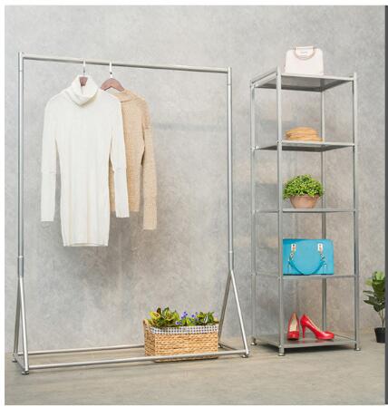 Silver floor hanger Bedroom Furniture Simple landing light luxury iron cloth racks exhibition clothes rack creative hat shelf-image-489357157