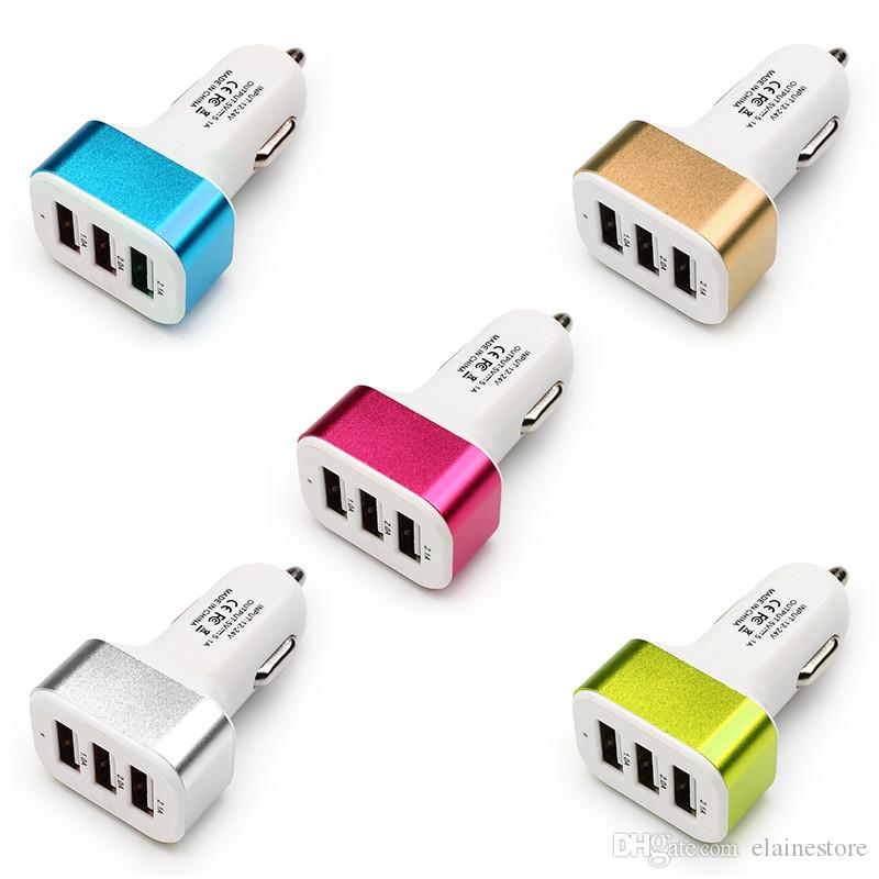 

2020 New Triple USB Universal Car Charger Adapter USB Socket 3 Port Car-charger 2.1A 2A 1A For iPhone Samsung Hot Sale