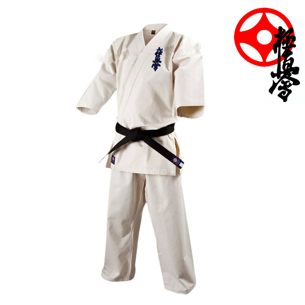 

Pure Cotton Canvas 12oz Kyokushinkai Karate Uniform IKO Kimono Dogi Includes White Belt and Kanku Label