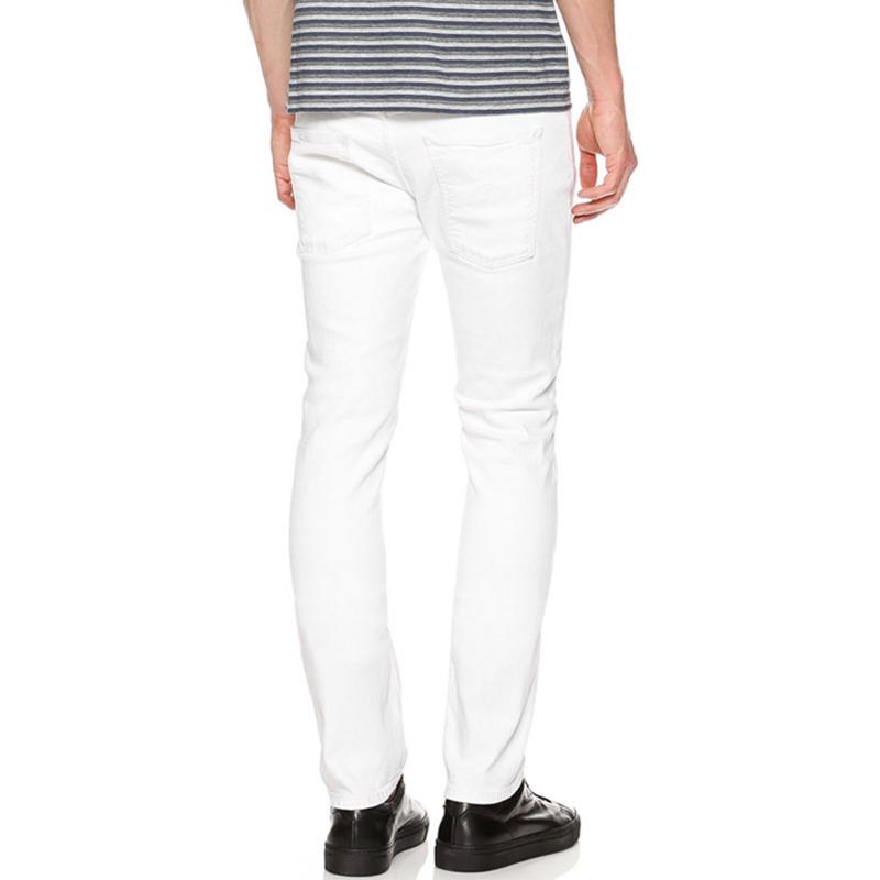 

Fashion Cotton Pants Men Casual Work Solid White Elastic Waist Streetwear Long Pants Trousers, As pic