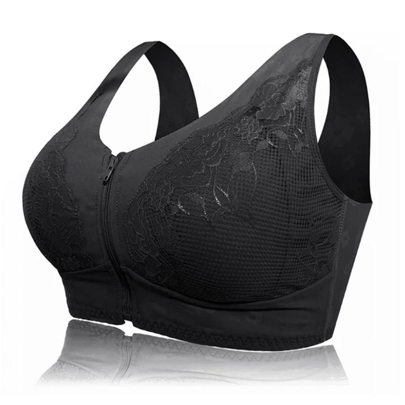 

Sexy Women Bras Push Up Gather Bralette Seamless Women's Front Zipper Wireless Bra Non-trace Straps Anti-sagging Gathered Bra #F, Beige