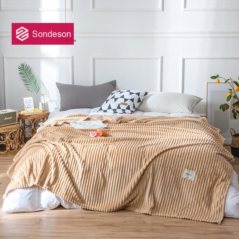 

Sondeson 2020 New Modern Soft Magic Fleece Striped Solid Blanket Sheet Travel Beach Throw Aircraft TV Sofa Flannel Bed Blanket