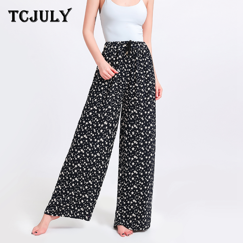 Compra Tcjuly Verano 2019 Nueva Moda Rayón Cintura Alta Pantalones Anchos  De Pierna Más Tamaño Pantalones Con Cordones Bolsillos Imprimir Pantalones  Sueltos Mujeres Y19041902 Barato | Entrega Rápida Y Calidad | Es.Dhgate