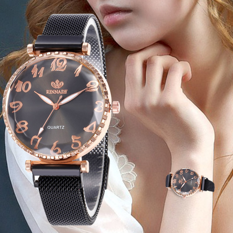 

WJ-8558 Women Watches Classic Magnetic Quartz Wristwatch Ladies Simple Watch Fashion Romantic Watch Clock Casual, Brown
