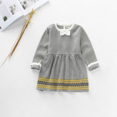 

2020 Kids Designer Dress Girls Brand Knitted Skirt Children Luxury Princess Dress New Sweet Style, Gray