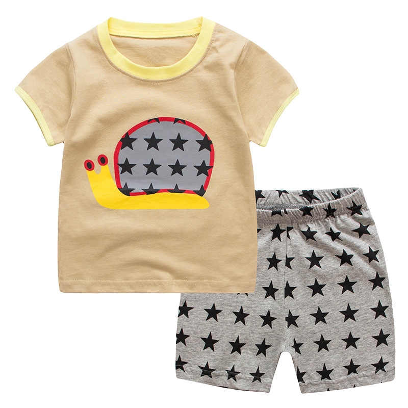 

Summer Cotton Children Clothing Pijama Baby Boy Pajamas Toddler Snail Cartoon 2-7y, As the picture