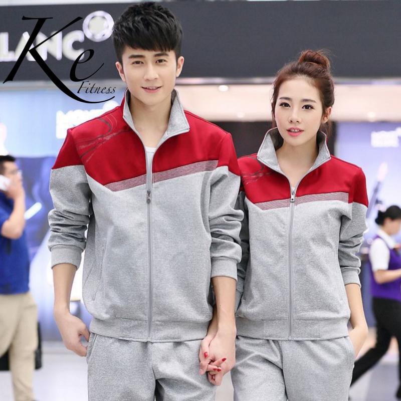 

KE spring and autumn sportswear suit male long-sleeved couple suit autumn large size men woman one generation female, Rojo