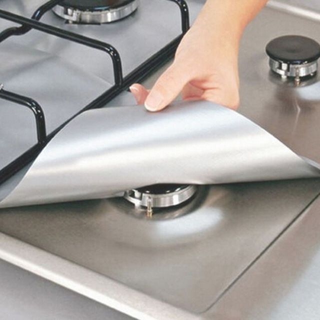 

Hot Sale 4Pcs Reusable Foil Gas Hob Range Stovetop Burner Protector Liner Cover For Cleaning Kitchen Tools