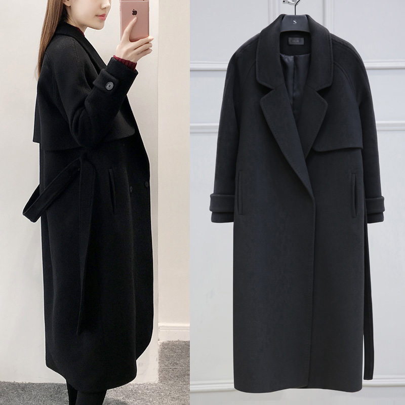 

KMETRAM Spring Jacket Women Clothes 2019 Woolen Coat Female Long Trench Coats and Jackets Women Outwear Chaqueta Mujer MY2785, Black