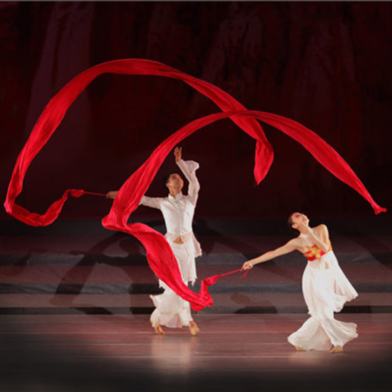 

New hand-made flowy Red belly dancing polyester Throwing Streamers long nice Professional stage Props Accessory 3 sizes, Picture color