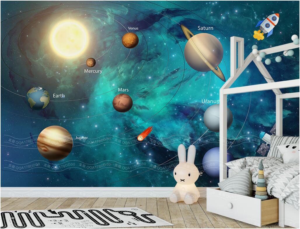 

WDBH 3d wallpaper custom photo Hand-painted space universe planet children's room home decor 3d wall murals wallpaper for walls 3 d, Non-woven