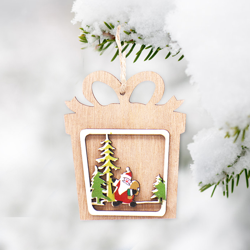 

2pcs New Year 2020 Natural Wood Christmas Ornaments Pendant Hanging Gifts Xmas Tree Decor Home Wedding Decoration