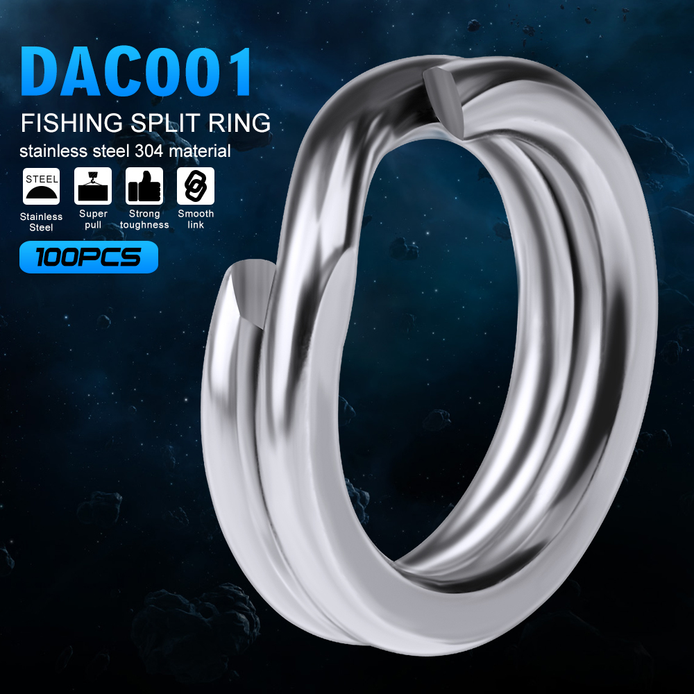 Fishing Split Ring Stainless Steel Snap Lure Tackle Connector Double Loop 100pcs