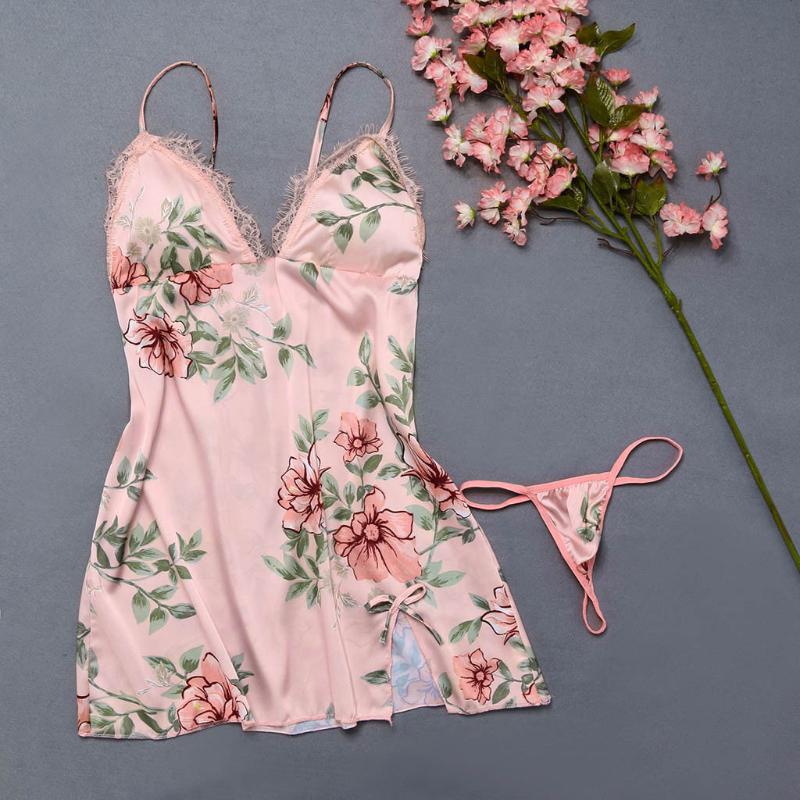 MIARHB vêtements de nuit floraux pyjamas pour femmes vêtements de nuit femme chemises de nuit fleur Lingerie tentation sous-vêtements chemise de