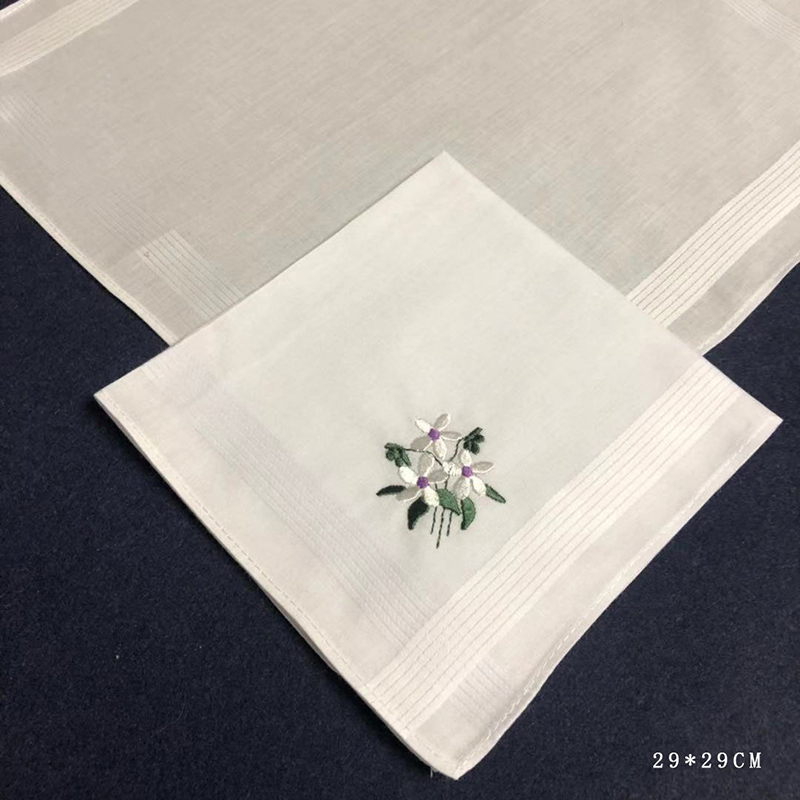 30x30cm Vintage Ladies Women White Cotton Handkerchief Pocket Square