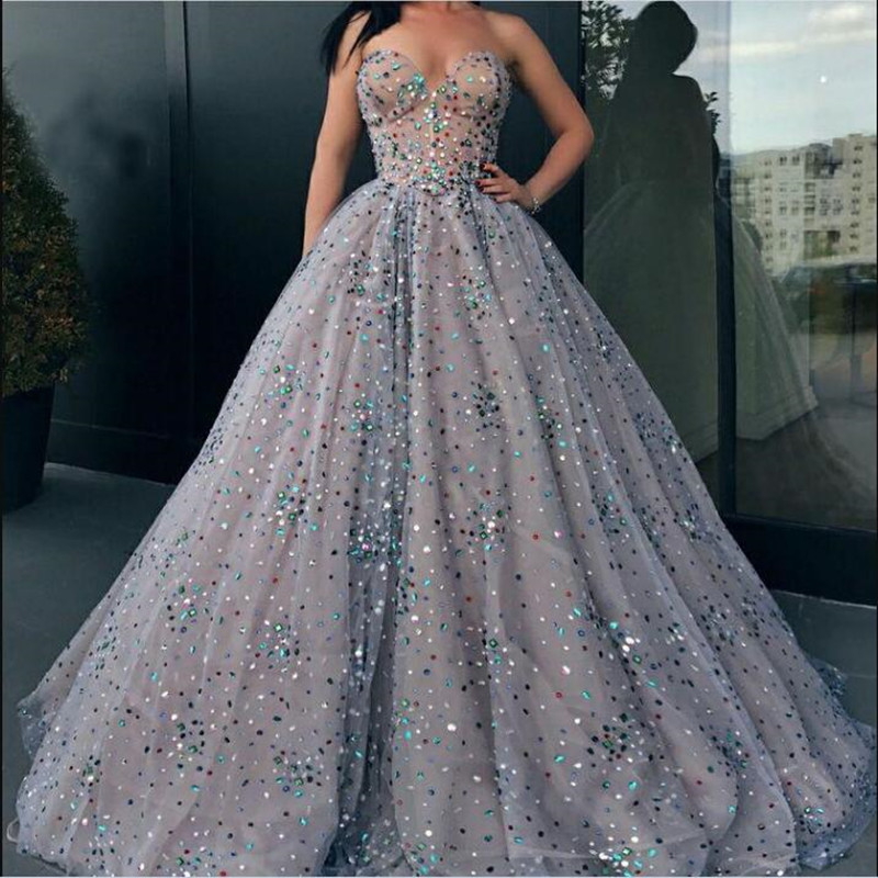 

2019 Luxurious Beaded Long Evening Dresses for Celebrations A Line Arab Dubai Prom Dress Abendkleider Sexy Cocktail Party Gowns, Same as picture
