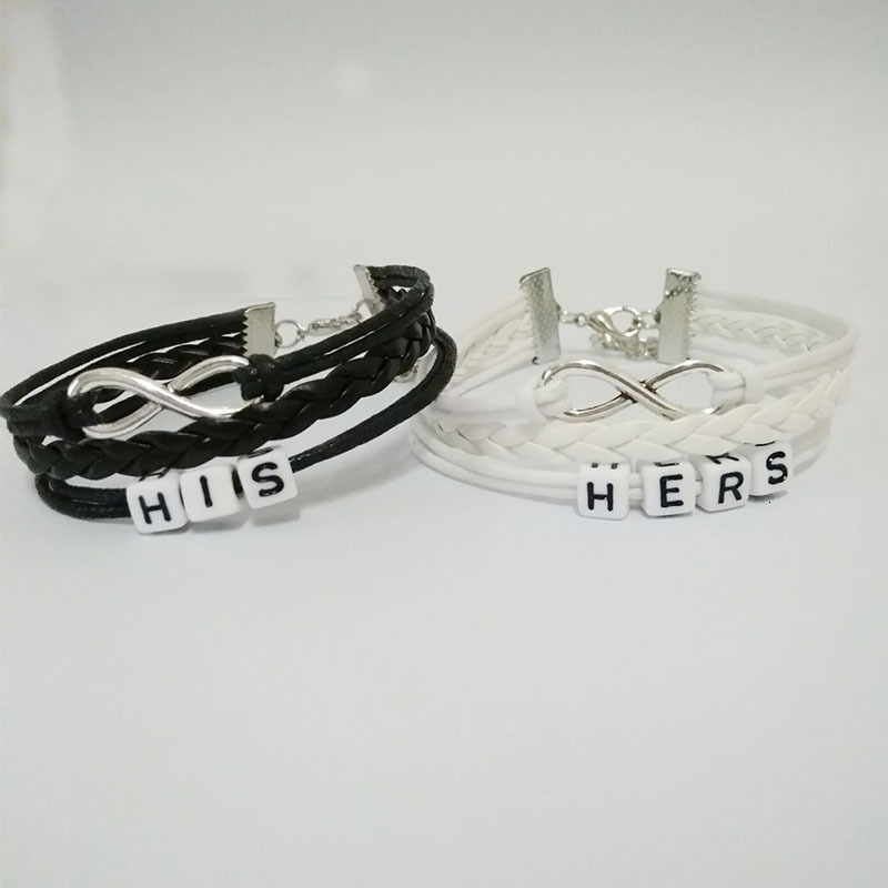 

2pcs/pair Romantic Couple Bracelets With His Hers Beads Rope Chains Lovers Gift Handmade Charm Bracelets Accessories