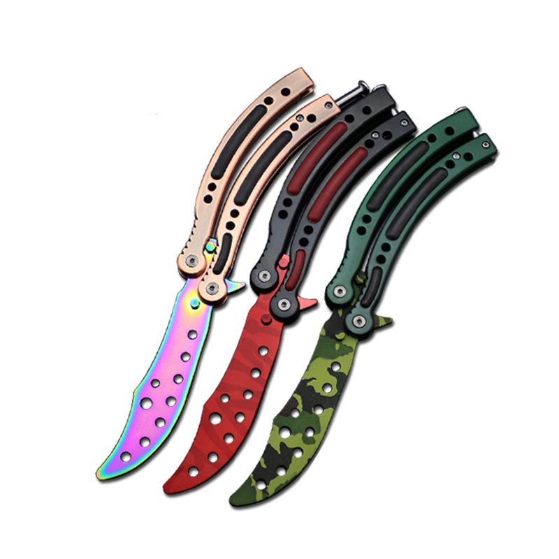 

Knife butterfly training stainless steel pocket camping folding outtool