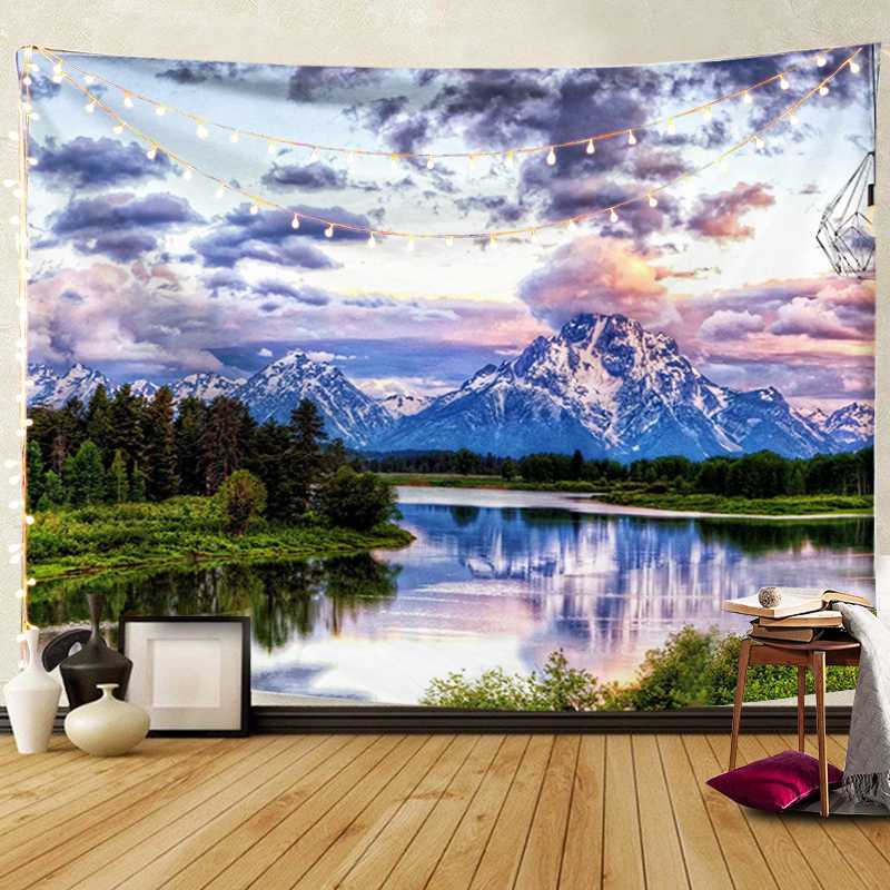 

Sky Forest Lake Tapestry Home Decor Wall Hanging for Living Room Nature Wall Cloth 3D Wedding Landscape Decor Blanket Rectangle