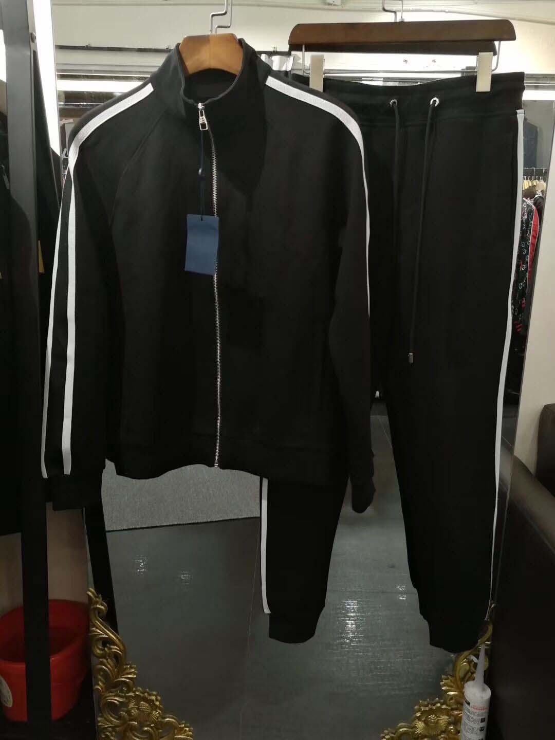 

top quality men cotton tracksuit slongsleeve casual sportsuit asian size m-3xl black color, 002 black