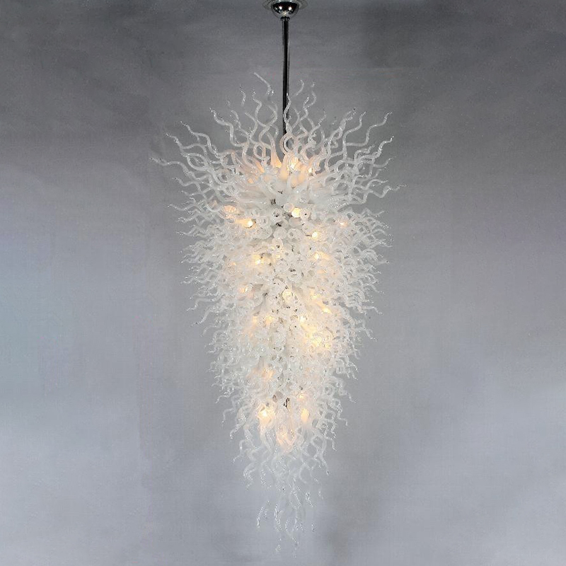 

Pendant Lamps for Living Room Decorative White Crystal Chandeliers Lighting Contemporary Type Handmade Blown Glass Fancy LED Chandelier Light