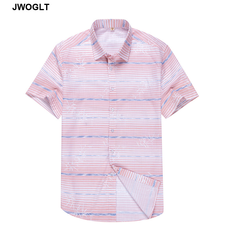

Fashion Summer New Male Blouse Design Printed Regular Fit Casual Button Down Short Sleeved Men Casual Hawaiian Shirts 4XL 5XL, Pink