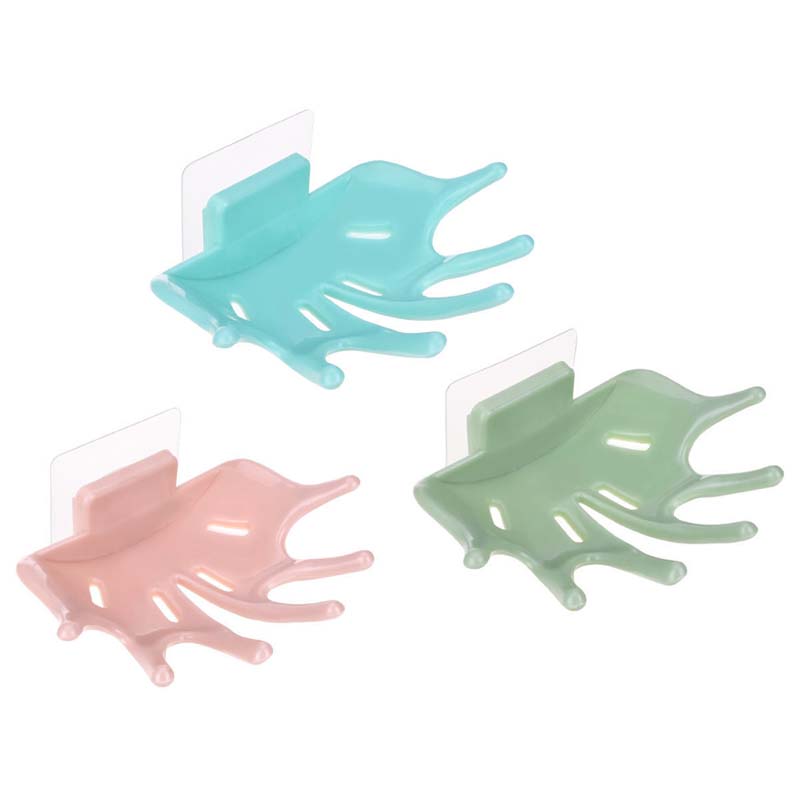 

Plastic Bathroom Shower Soap Boxes Dish Seamless paste Plate Tray Holder Case Soap Holder Creative Hollow design Storage, Light green