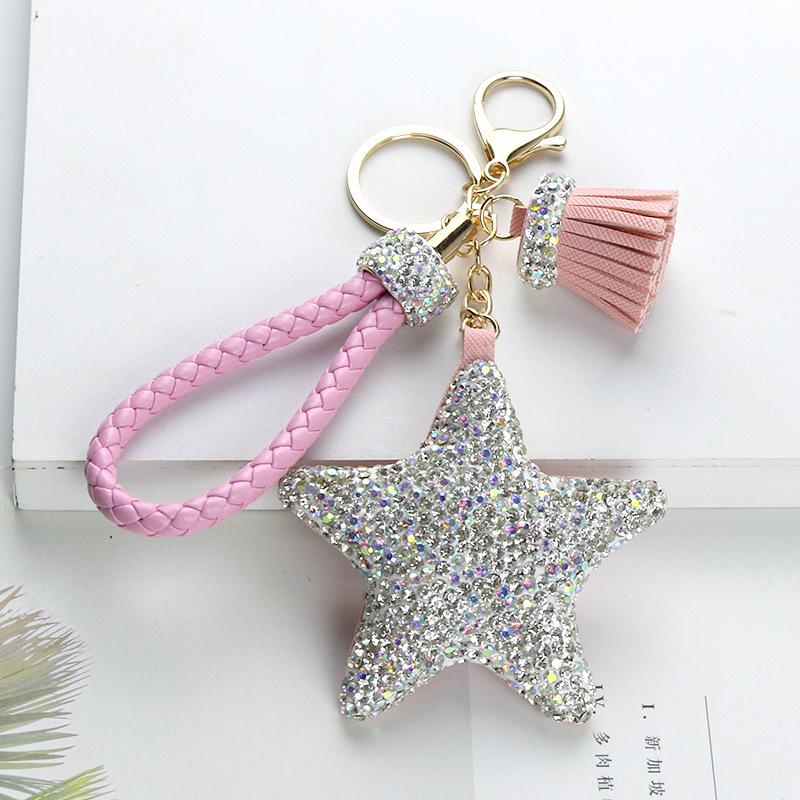 

2020 Fancy Fantasy Hot New Star Tassel Design Key Chain Keyring Crystal Pendant Keychain Women Gift Key Ring Bag Charm Accessories