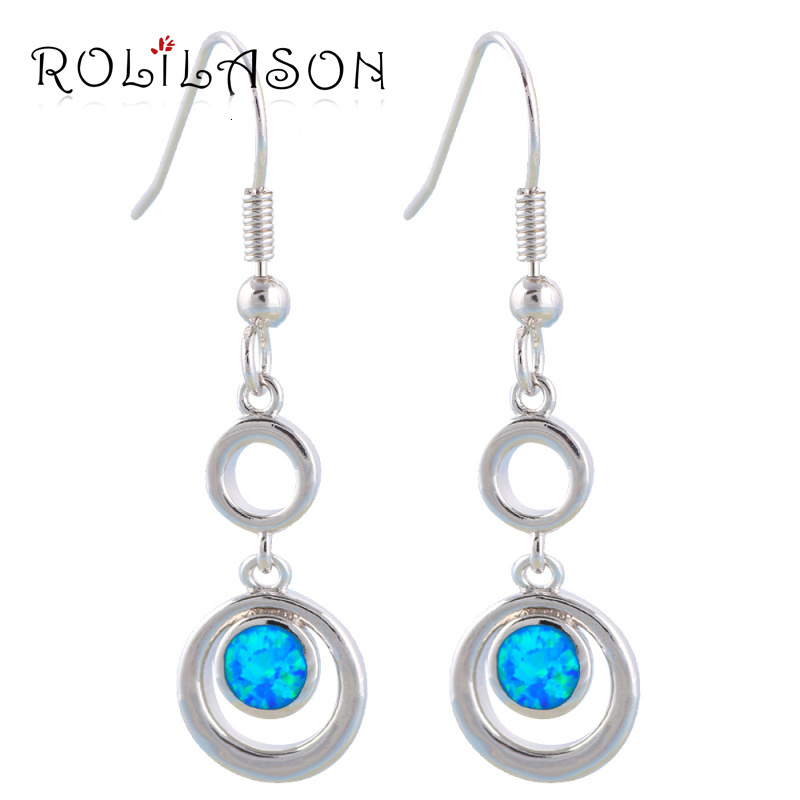Estilo clásico de plata esterlina 925 azul ópalo de fuego en forma Stud Pendientes De Aro