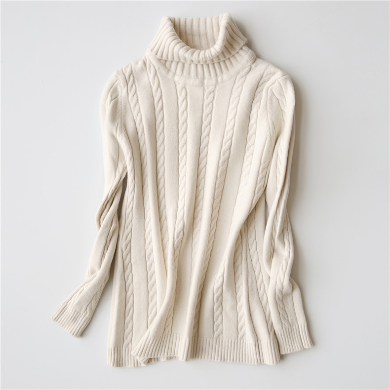 

Autumn Turtleneck Vintage Knitting Slim Pullovers Women Winter Sweater Tricot Pull Femme, Beige