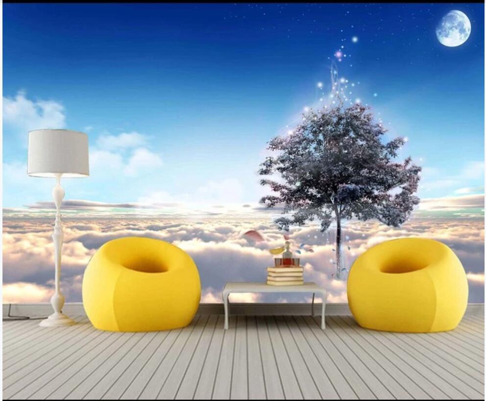 

3d room wallpaper custom photo HD fantasy blue sky and white clouds landscape background home decor 3d wall murals wallpaper for walls 3 d, Non-woven