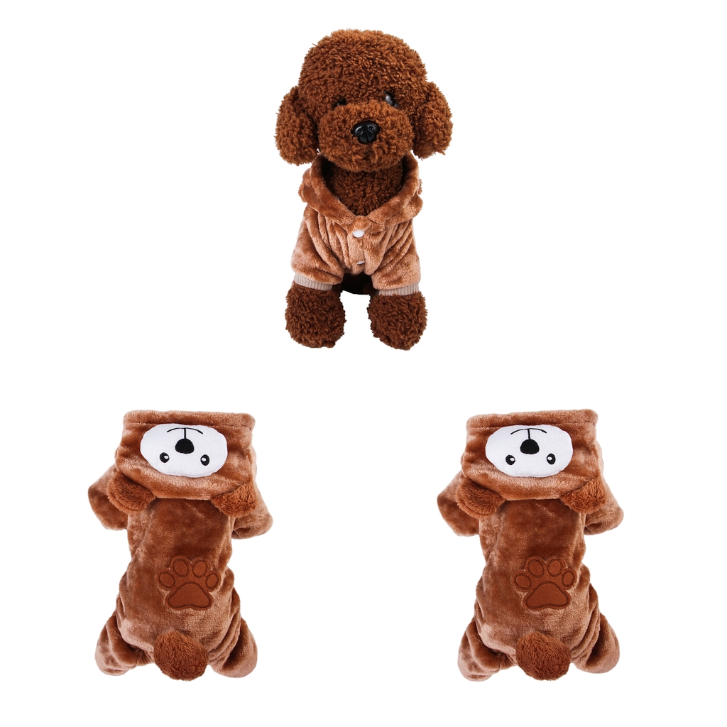 

puppy dog winter warm coat, dog soft jacket clothes for small medium dogs, brown, s l