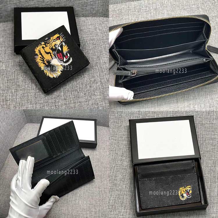 

Men wallet designer card holder high quality short wallets classic brand tiger wallet gifts for man genuine leather holder pocket, Black - card holder