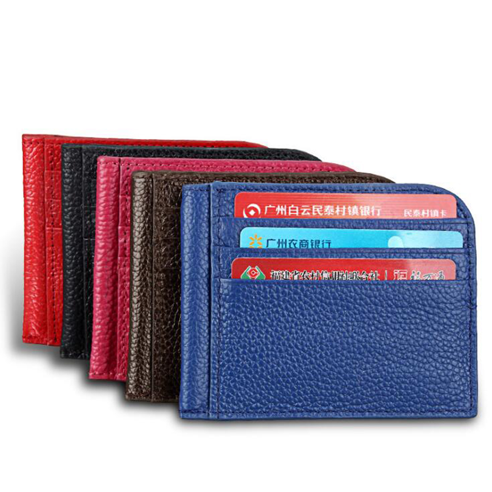 

Original Leather Card Wallet Women Men Plain Mini Short Clutch Wallets Coin Purses Cowhide Money Banknote Pouch Card Holder Pocket, 5 colors for choice