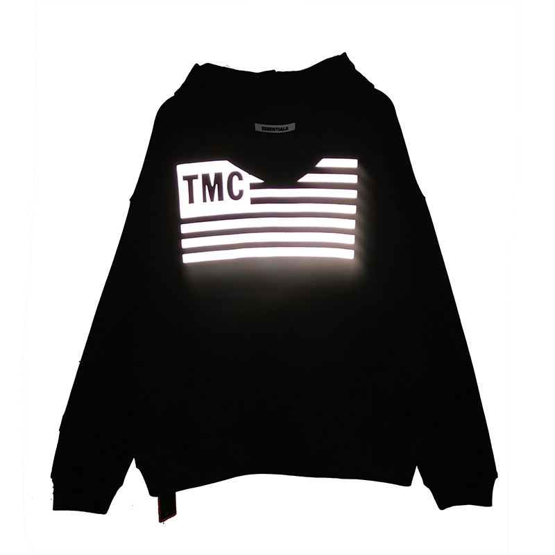 

2020 Fear Of God Essentials 6th LA Atmosphere Limited 3M Reflective Logo TMC Flag Hoodie Skateboard Fog Hoody Men Women Hooded Sweatshirt, Black