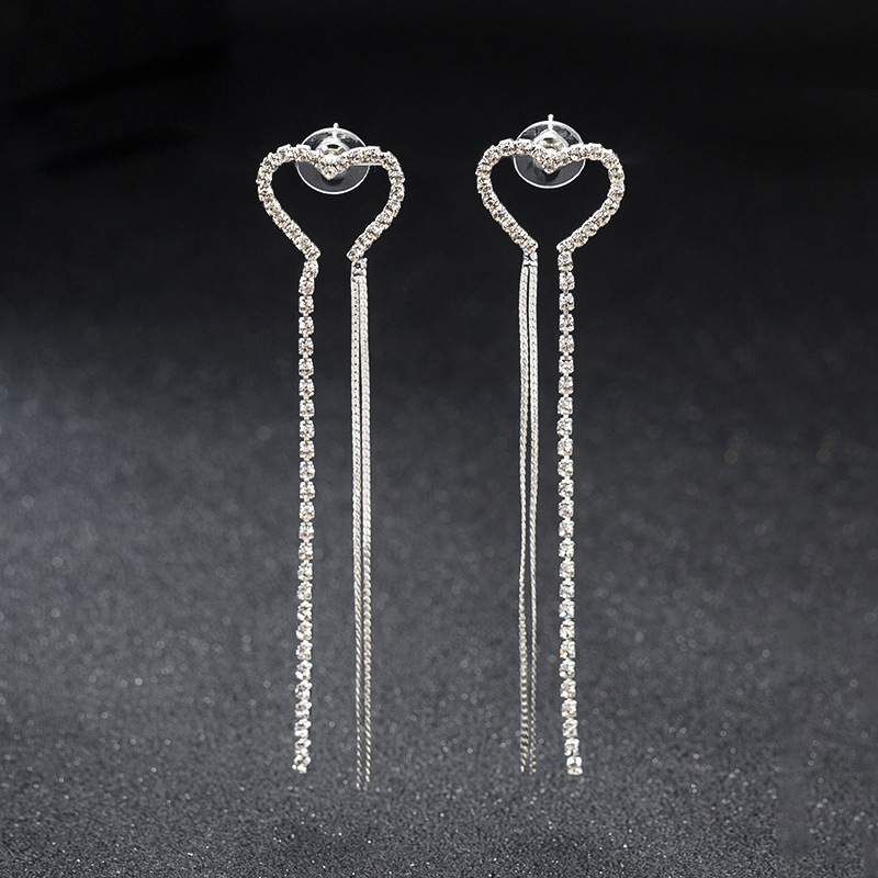 

Joker Temperament Pearl Ear Nail Gold And Silver Color Eardrop Earring Concise Chain Tassels Overlength Fund Earrings