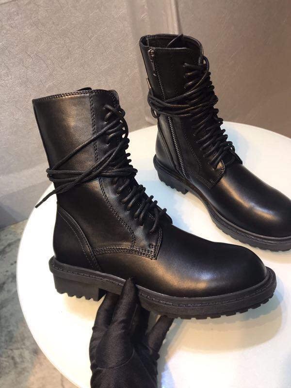 

Hot Sale-2019 ANN DEMEULEMEESTER designer flat heeled genuine leather best high quality shoes women sneaker Lace Up ankle Boot ankle Boots, Black