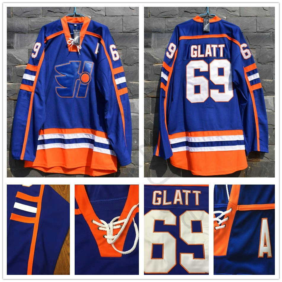 Doug The Thug #96 Glatt Goon Halifax Highlanders Hockey Jersey New Stitched Sewn Blue Color Jerseys Free Fast Shipping