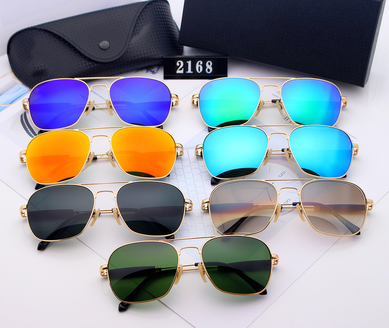 Lunettes de soleil Aviator de haute qualité Design Femmes Sun Lunettes Polarisée Lens Uv400 Cadre carré pour hommes avec boîte