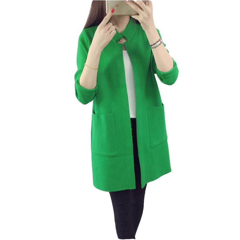 

2019 Spring Women Knitted Long Cardigan Coat Casual Tops Loose Pocket Long Sleeve Sweater Cardigan Plus Size Women Sweater 81, Black