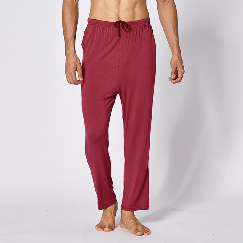 

Plus Size 4XL Mens Cotton Sleep Bottoms Loose Pajamas Sleep Pants Male Solid Breathable Lounge Pants Home Wear Nightwear, Black